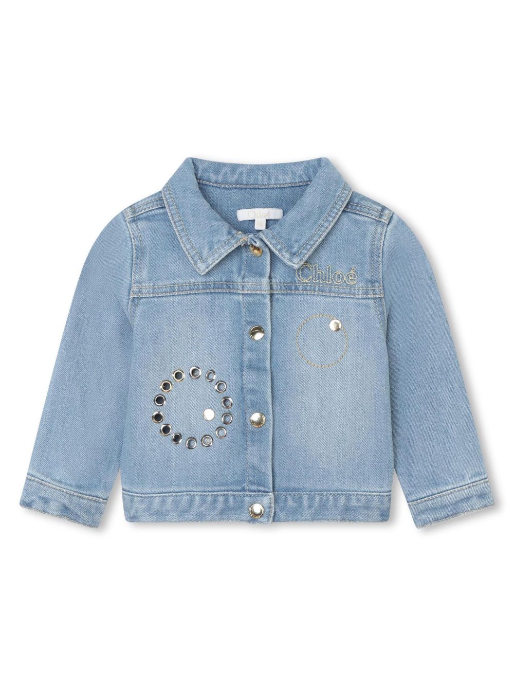Chloé Kids 孔眼细节牛仔夹克 - 蓝色