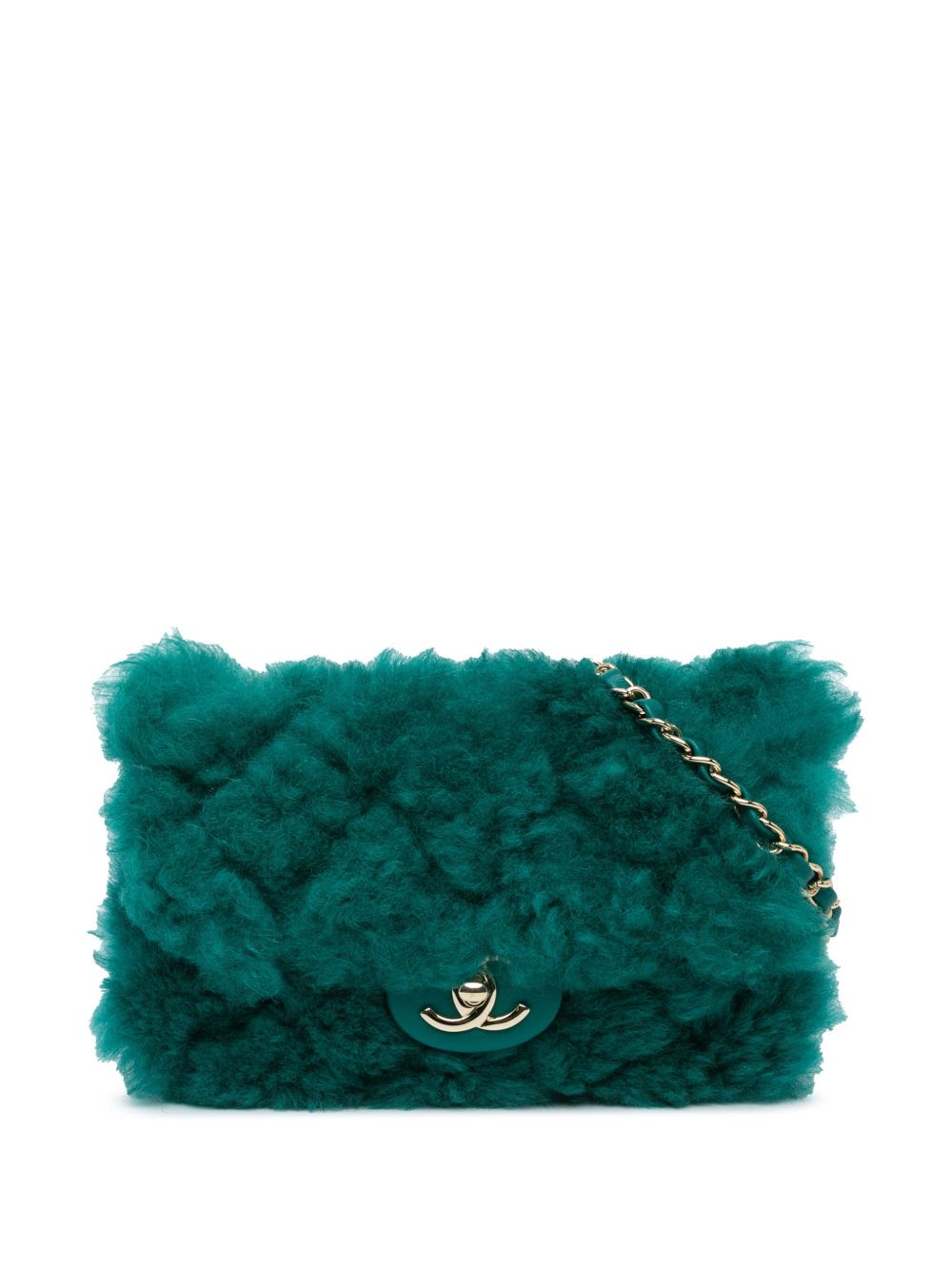 CHANEL Pre-Owned Single Flap 小号皮毛一体斜挎包（2019年典藏款） - 绿色