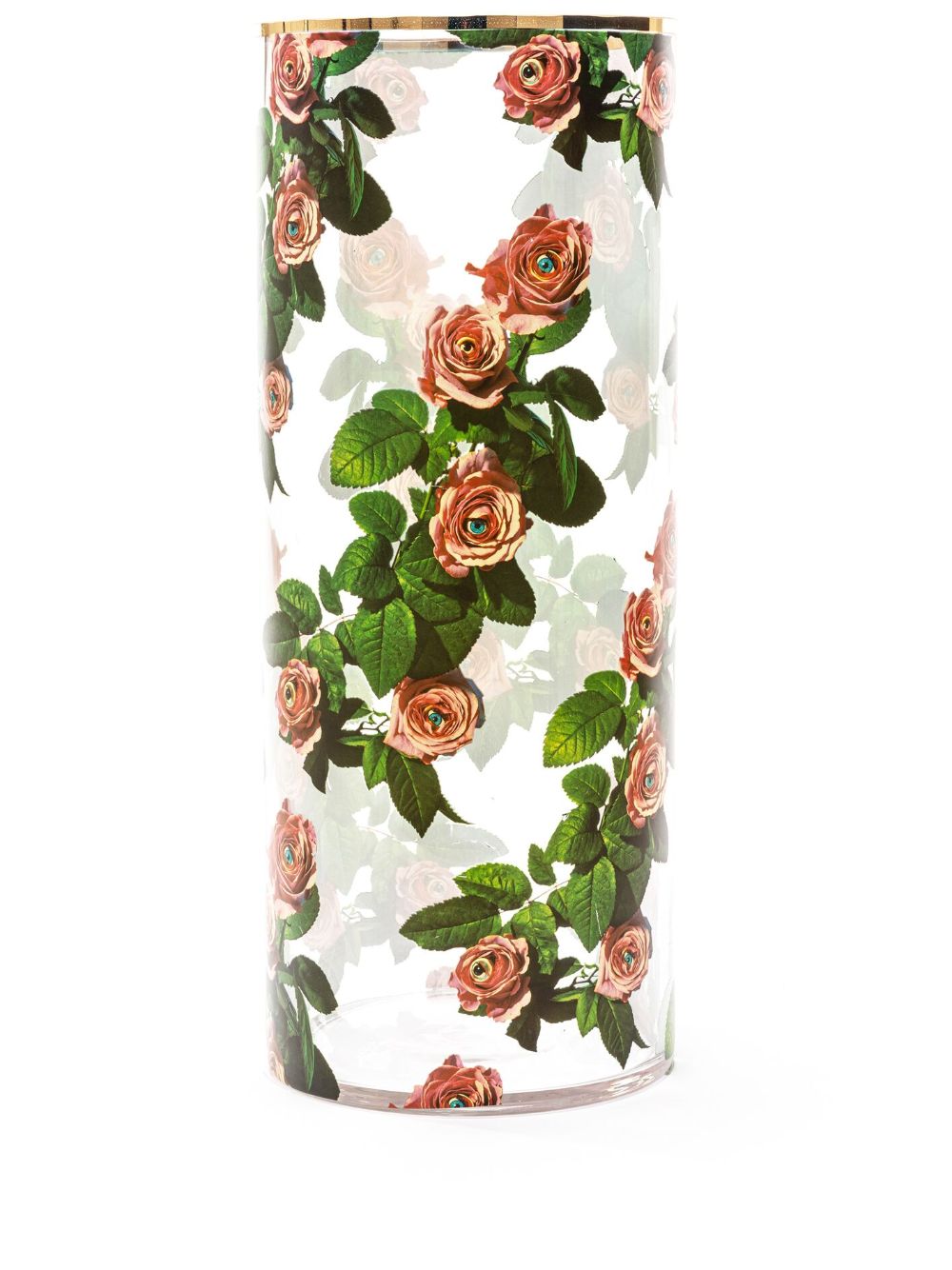 Seletti 花卉印花玻璃花瓶 （20 厘米 x50 厘米 ） - 中性色