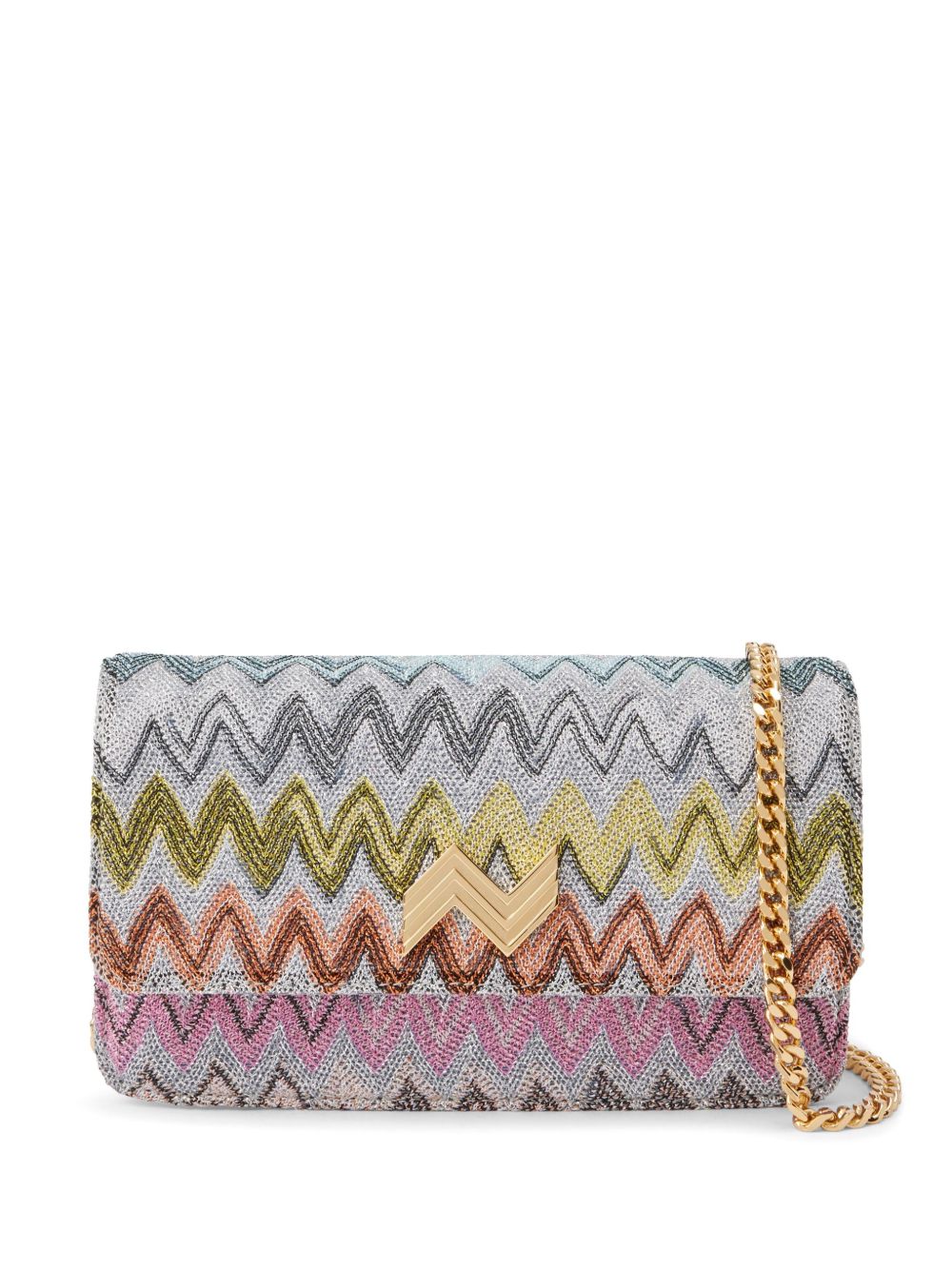 Missoni Z字形图案编织手拿包 - 灰色