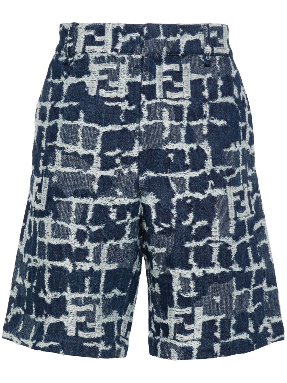 FENDI FF 仿旧牛仔短裤 - 蓝色