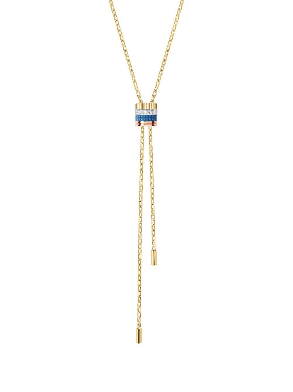 Boucheron Quatre Blue Edition 18K黄金钻石绑带迷你项链 - 金色