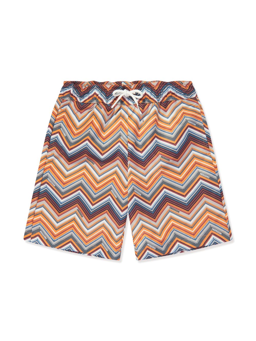 Missoni Kids Z字形图案短裤 - 橘色