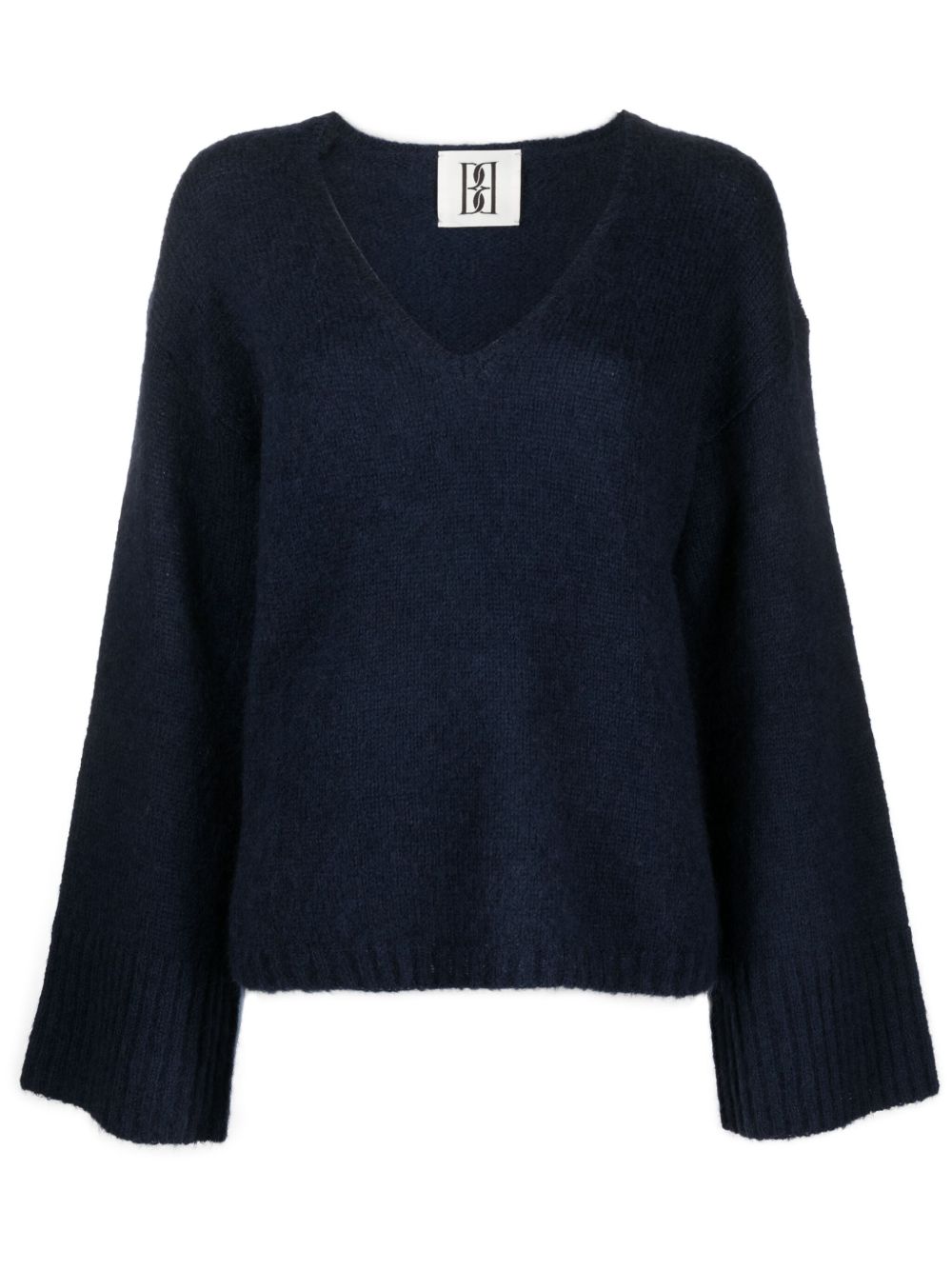 By Malene Birger V领垮肩毛衣 - 蓝色