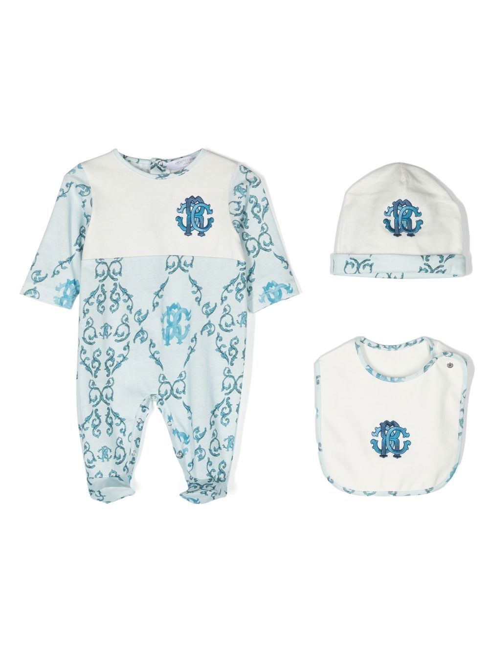 Roberto Cavalli Junior logo印花连体衣套装 - 白色