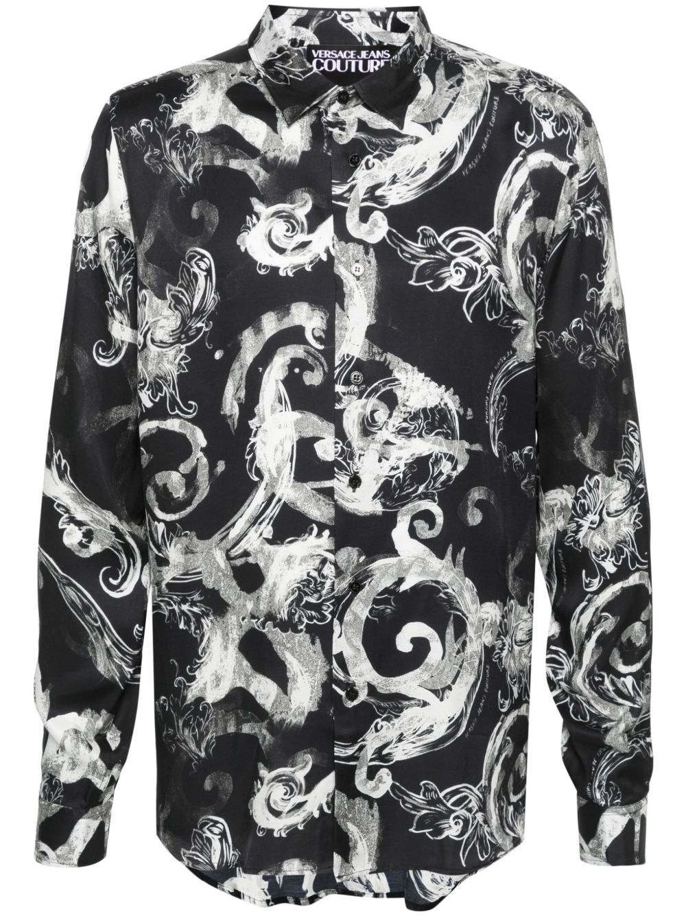 Versace Jeans Couture 水彩巴洛克图案衬衫 - 黑色