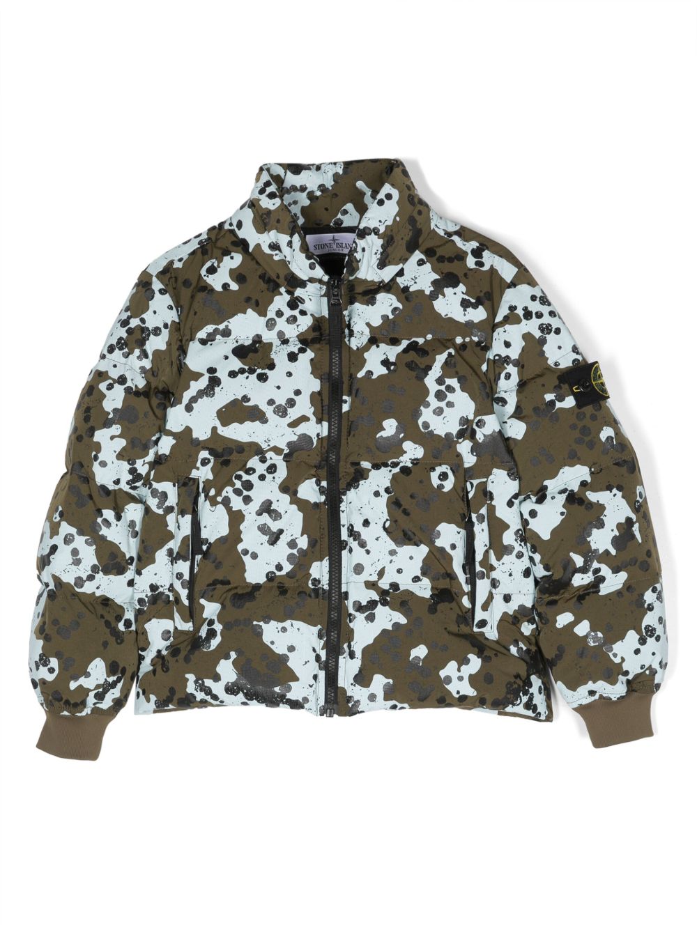 Stone Island Junior 罗盘抽象图案印花夹克 - 绿色