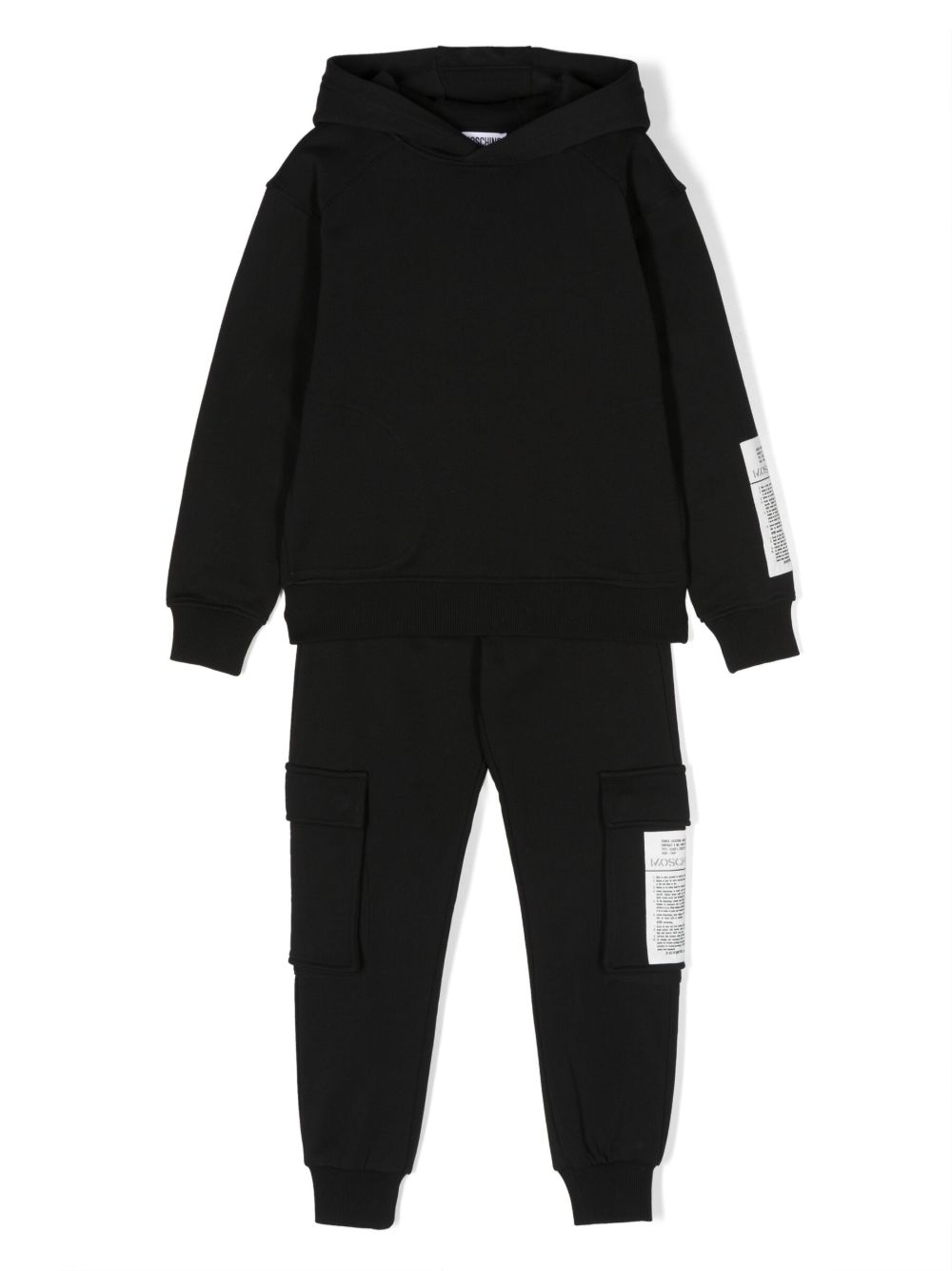 Moschino Kids 标贴棉运动套装 - 黑色