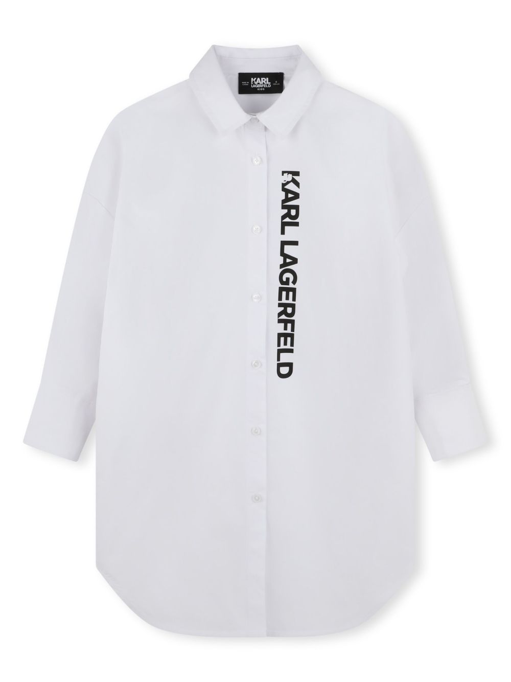 Karl Lagerfeld Kids logo印花棉衬衫裙 - 白色