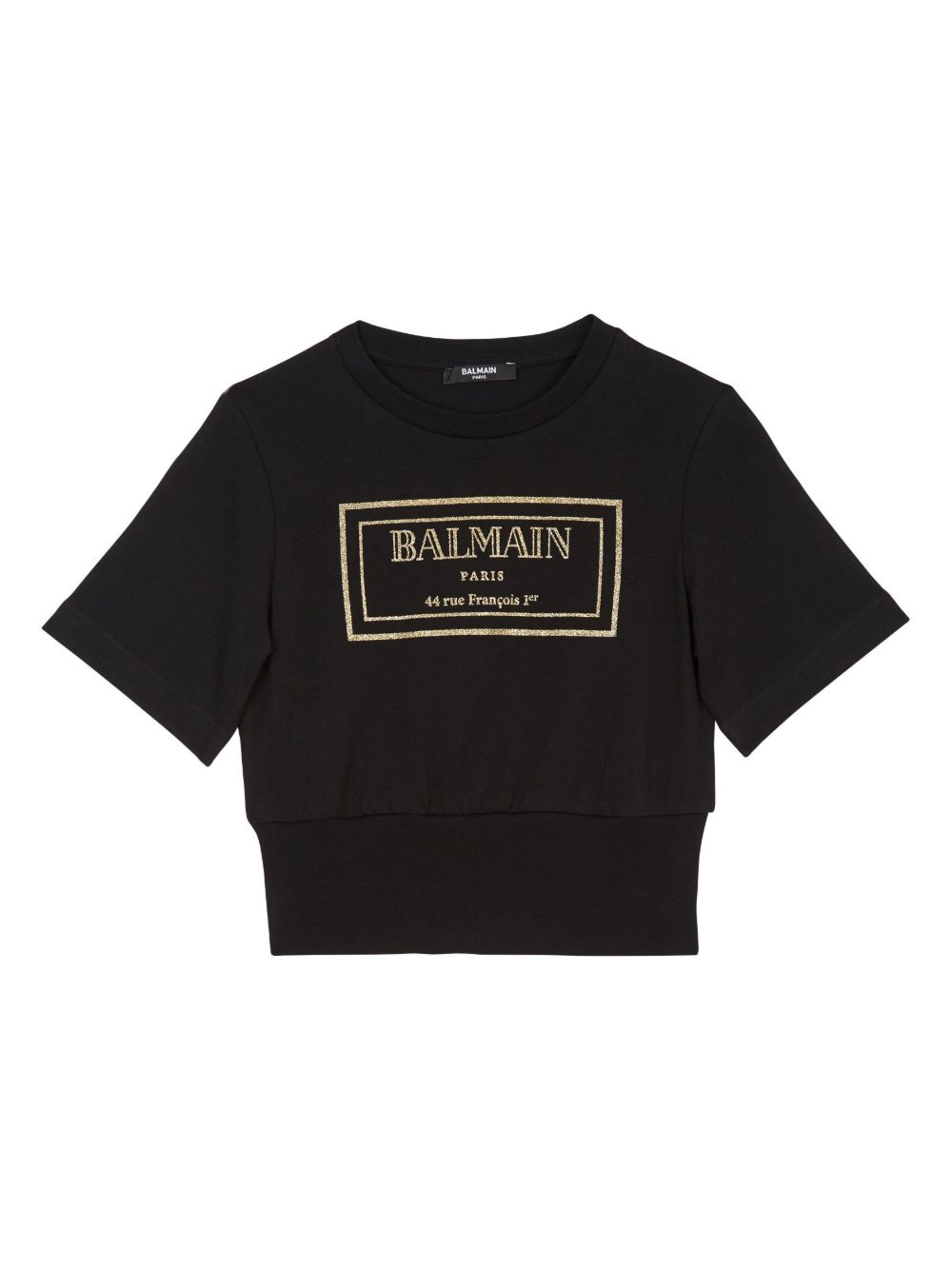 Balmain Kids logo印花棉短款T恤 - 黑色