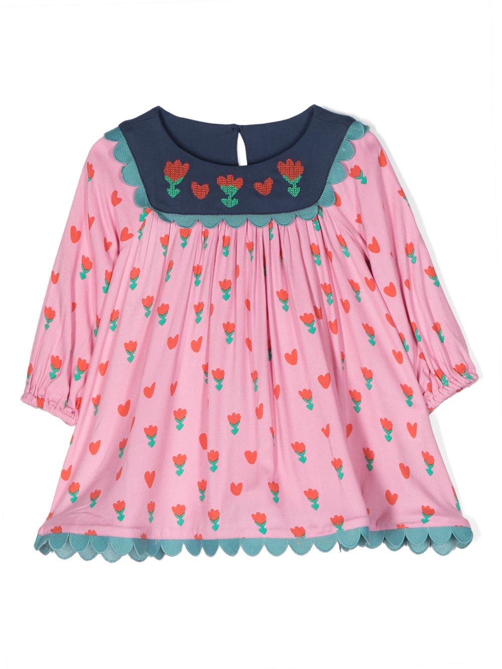 Stella McCartney Kids Tulip 印花平纹针织伞形连衣裙 - 粉色