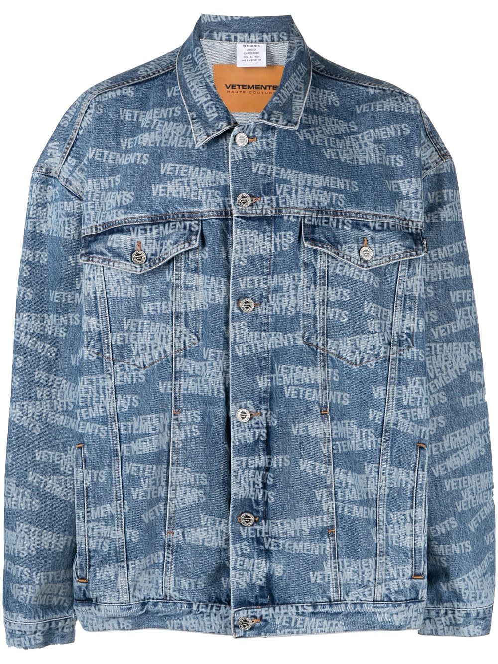VETEMENTS logo印花牛仔夹克 - 蓝色