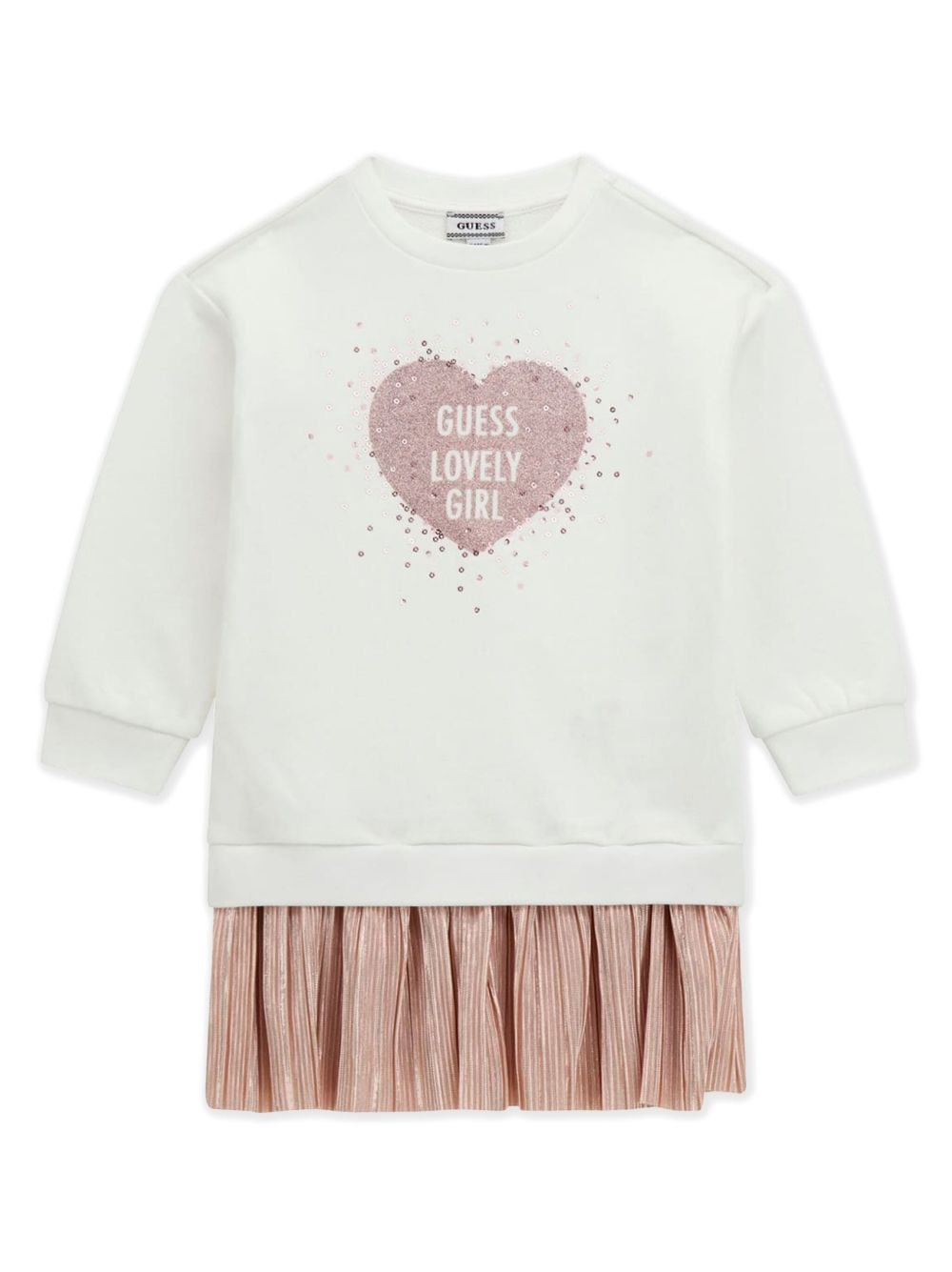guess kids logo印花分层式连衣裙 - 白色