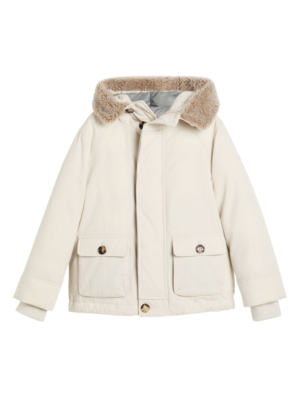Brunello Cucinelli Kids 鹅绒填充夹克 - 中性色