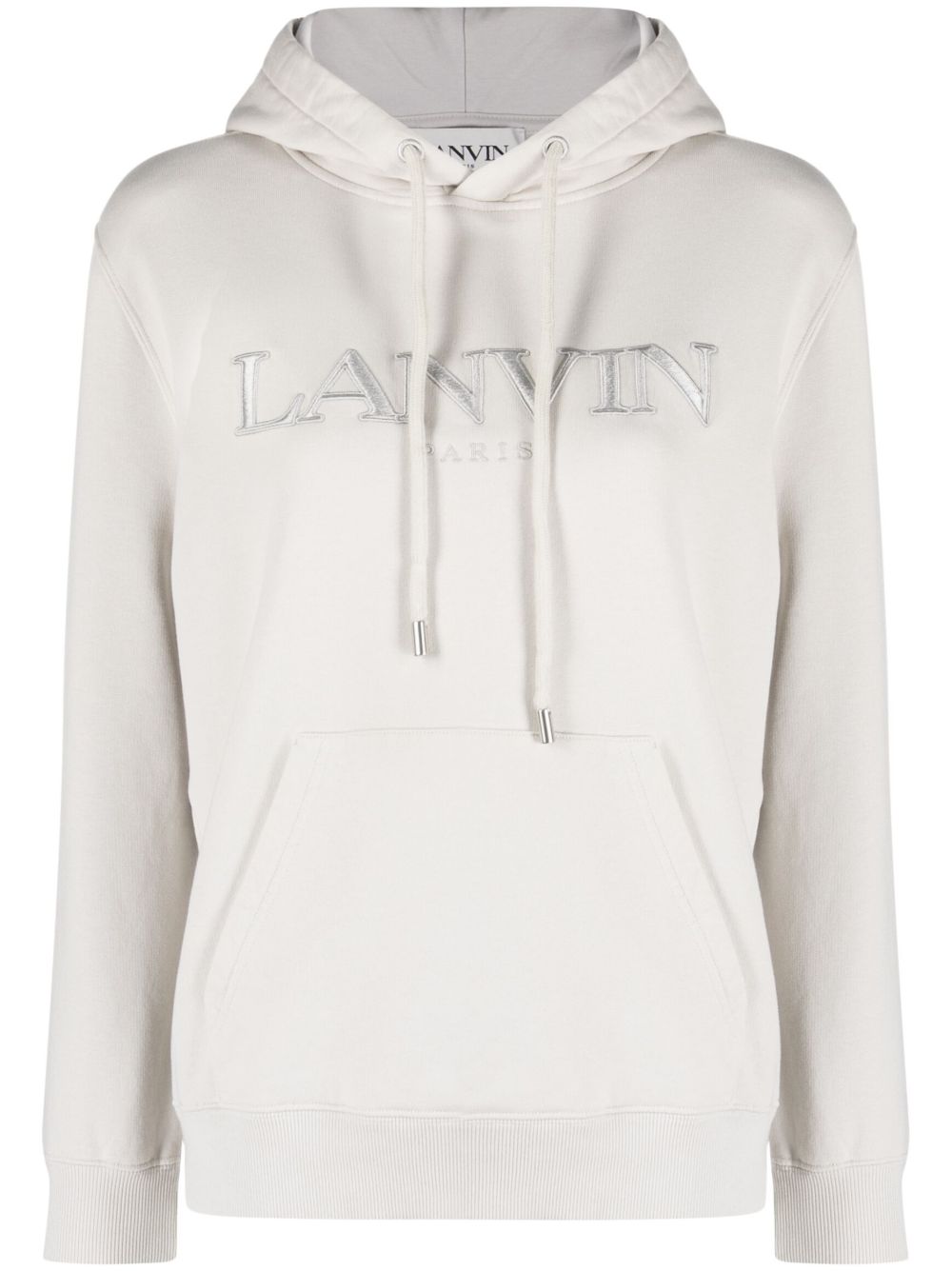 Lanvin logo刺绣棉连帽衫 - 中性色