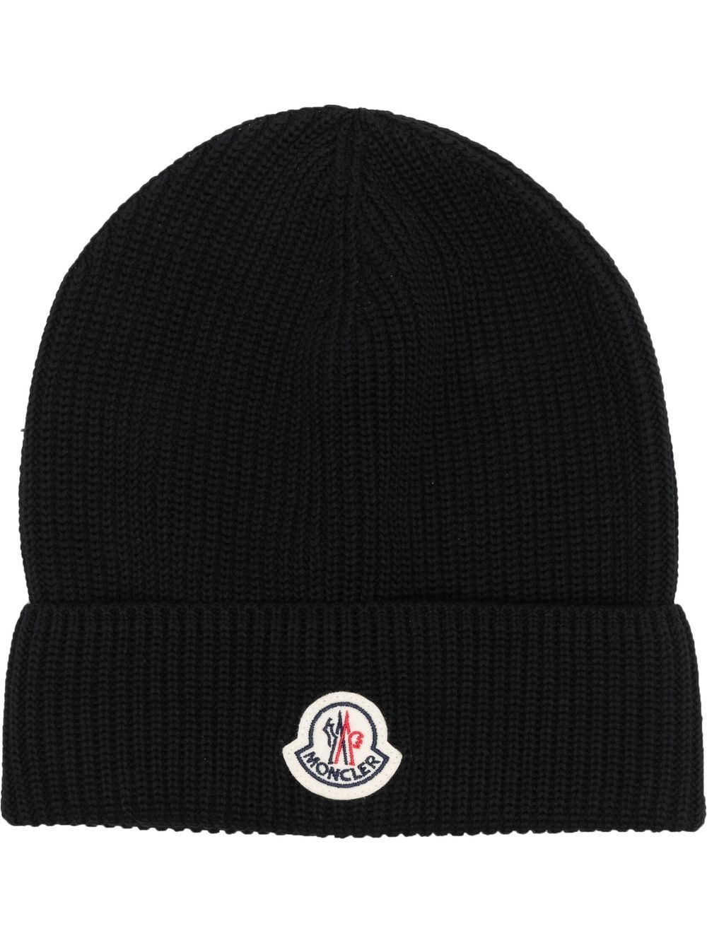 Moncler 标贴针织套头帽 - 黑色