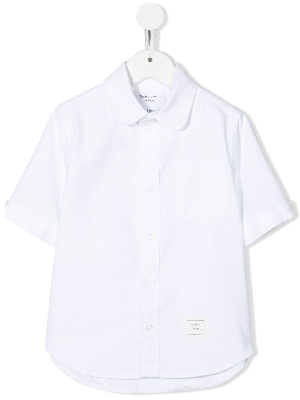 Thom Browne Kids 短袖棉衬衫 - 白色