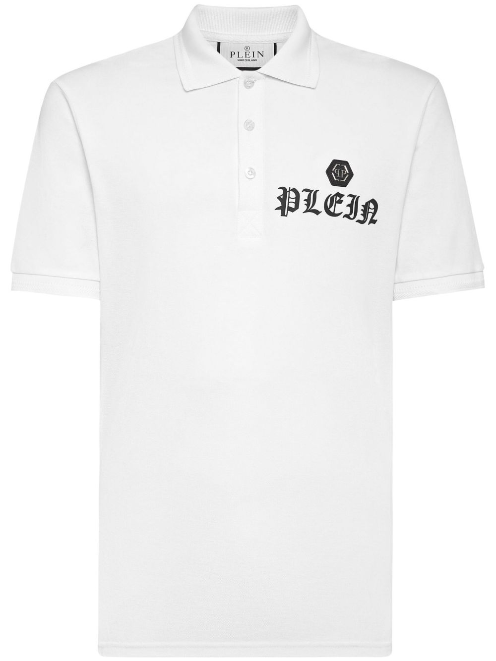 Philipp Plein logo印花棉polo衫 - 白色