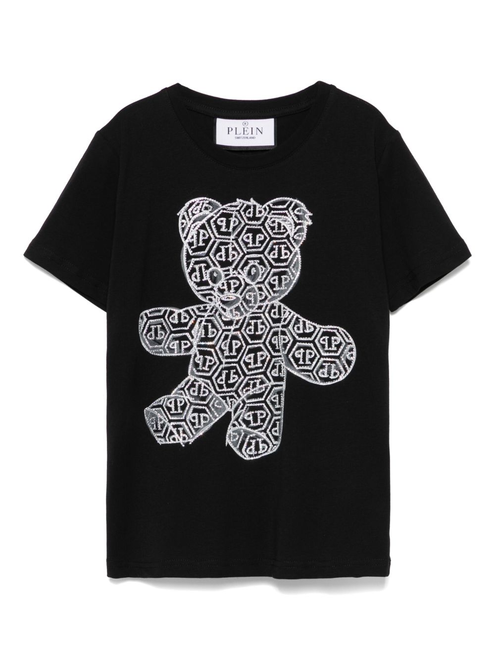 Philipp Plein Junior 泰迪熊圆领T恤 - 黑色