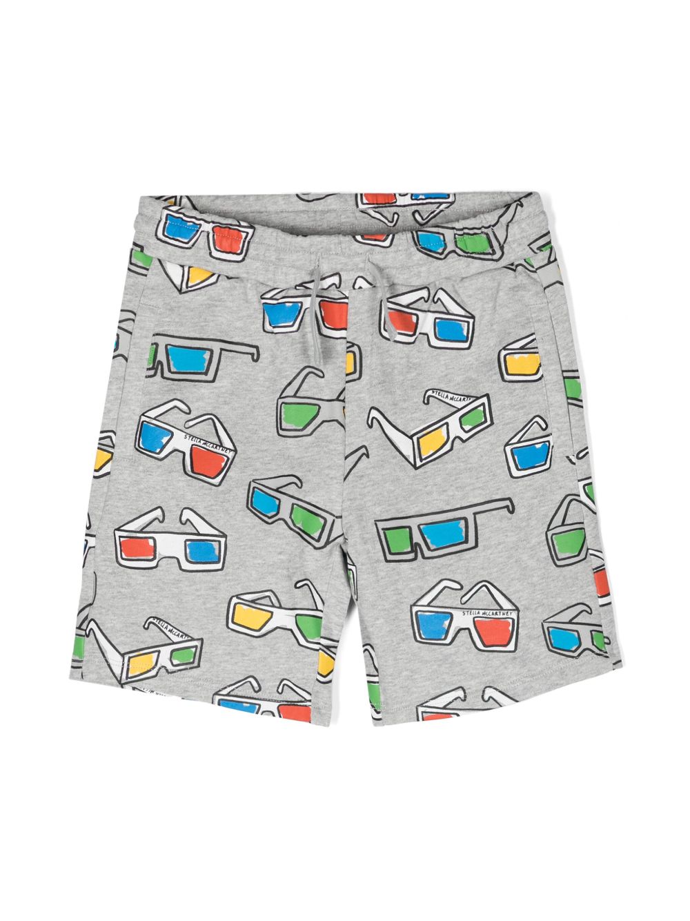 Stella McCartney Kids 太阳眼镜印花棉运动短裤 - 灰色