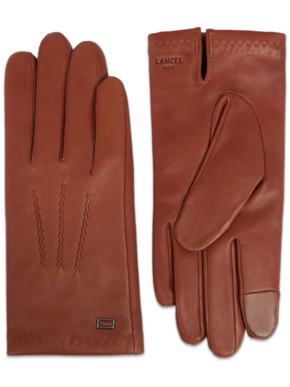 Lancel Sellier logo标记皮质手套 - 褐色