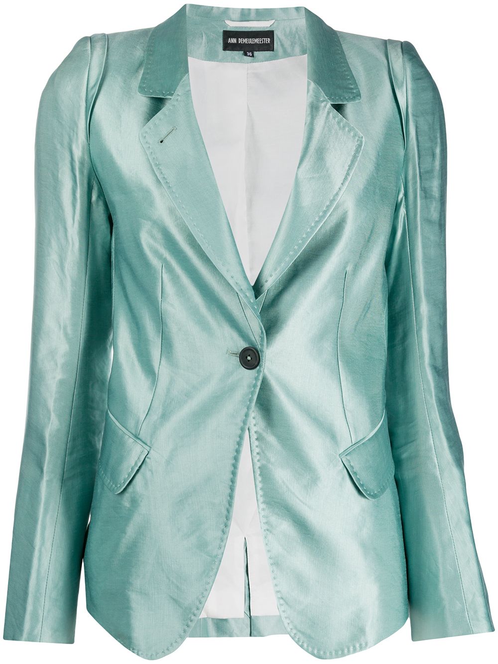 Ann Demeulemeester 合身搭扣西装夹克 - 绿色