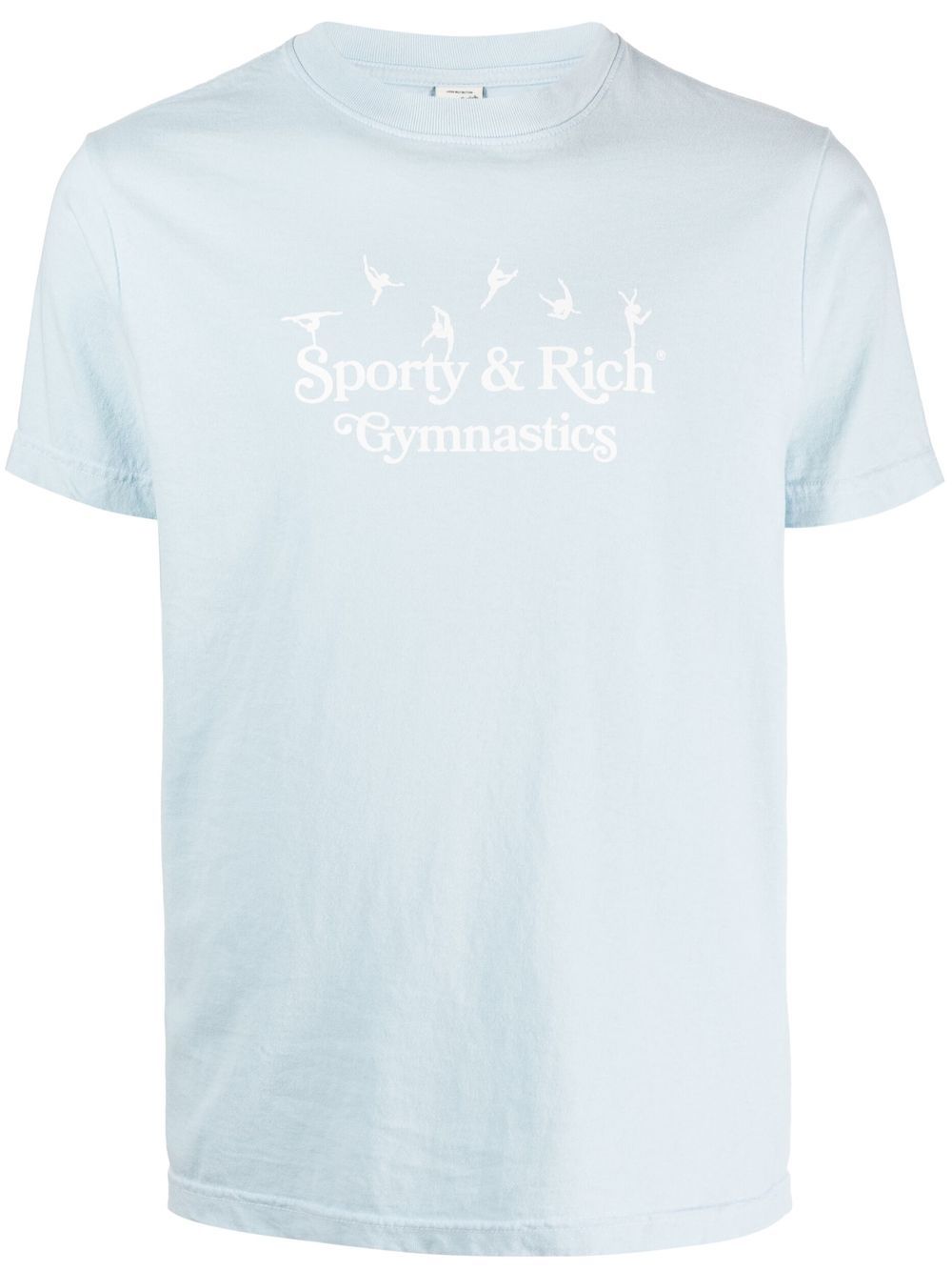 Sporty & Rich logo印花棉T恤 - 蓝色