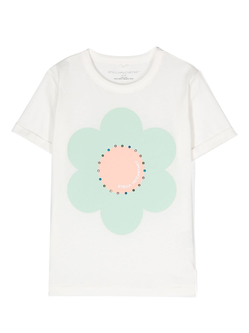 Stella McCartney Kids 水钻缀饰花卉印花T恤 - 白色