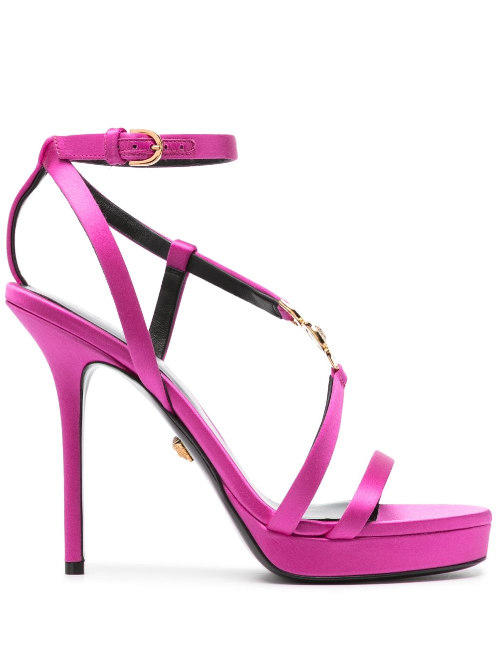 Versace 美杜莎缎面高跟凉鞋 - 粉色