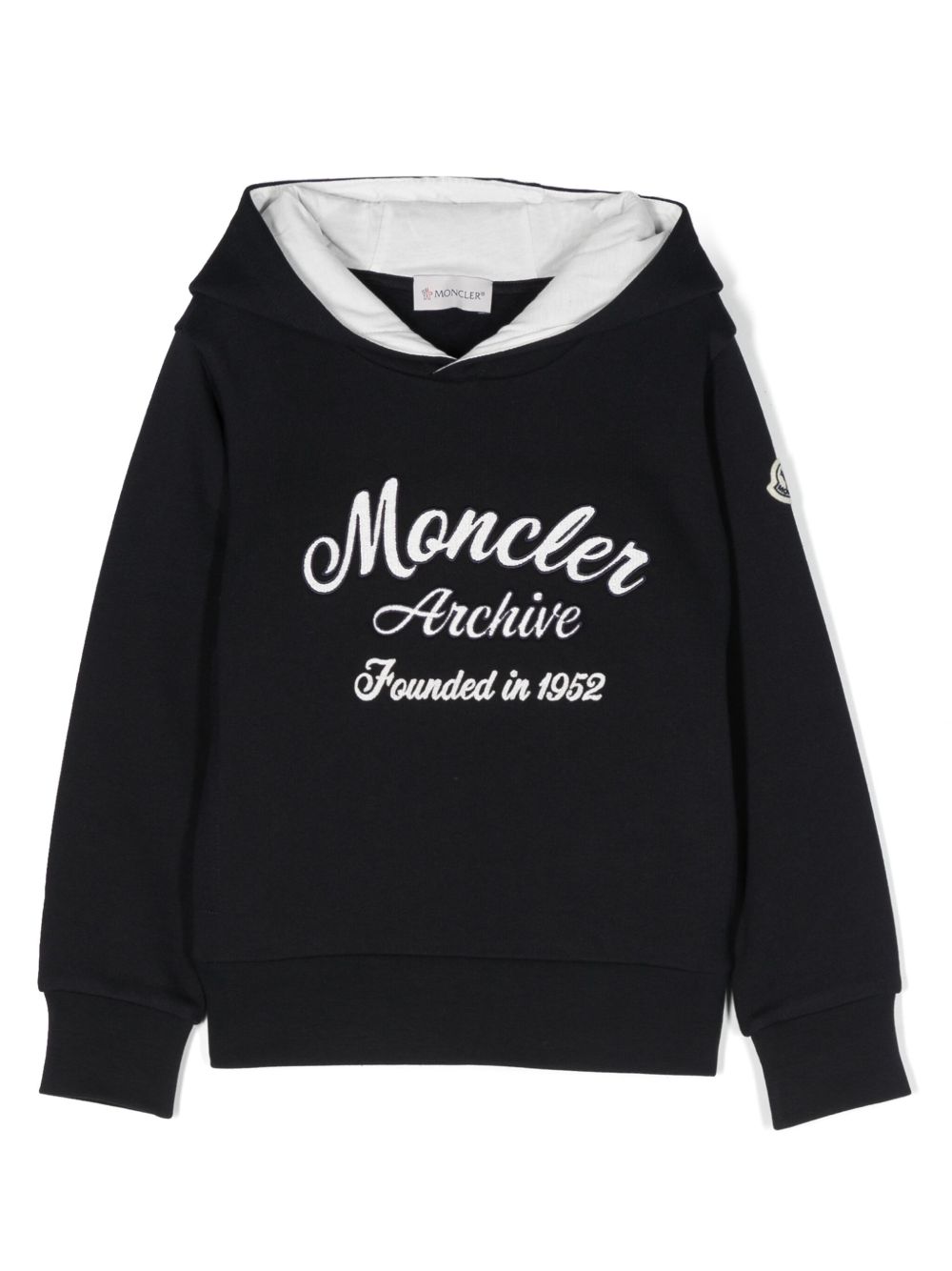 Moncler Enfant logo 贴花棉连帽衫 - 蓝色