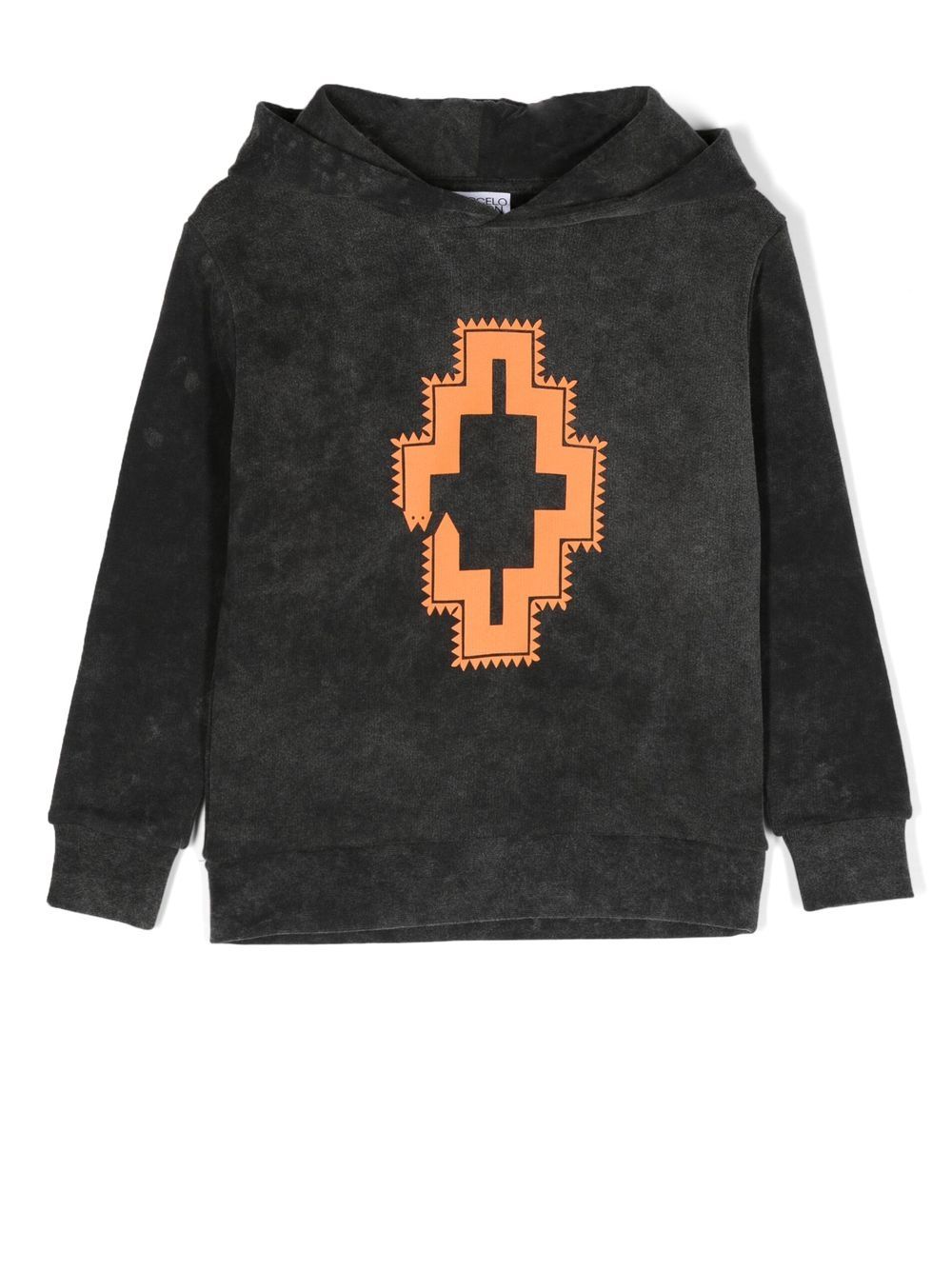 Marcelo Burlon County Of Milan Kids 图案印花流苏连帽衫 - 黑色