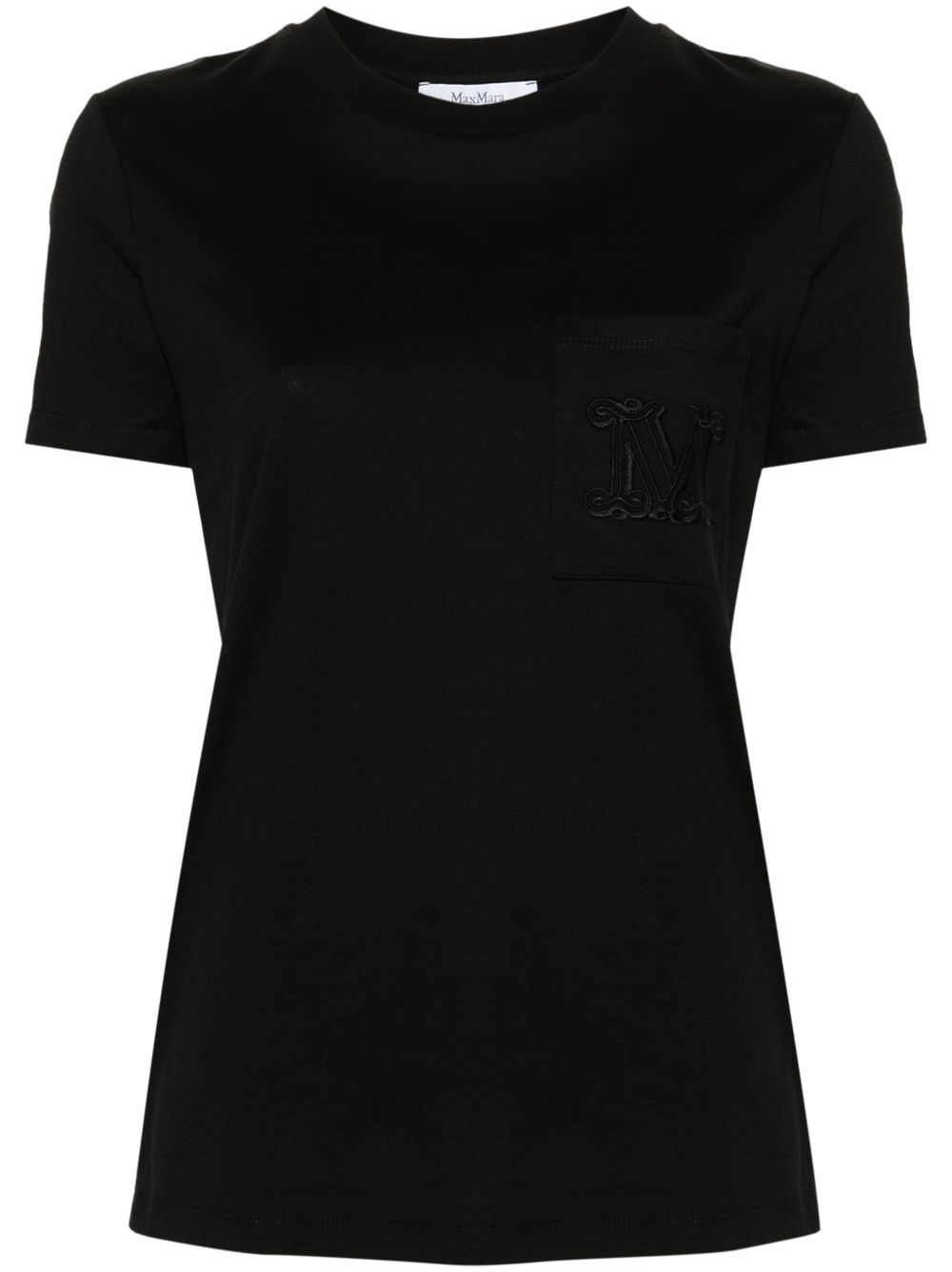 Max Mara logo刺绣棉T恤 - 黑色
