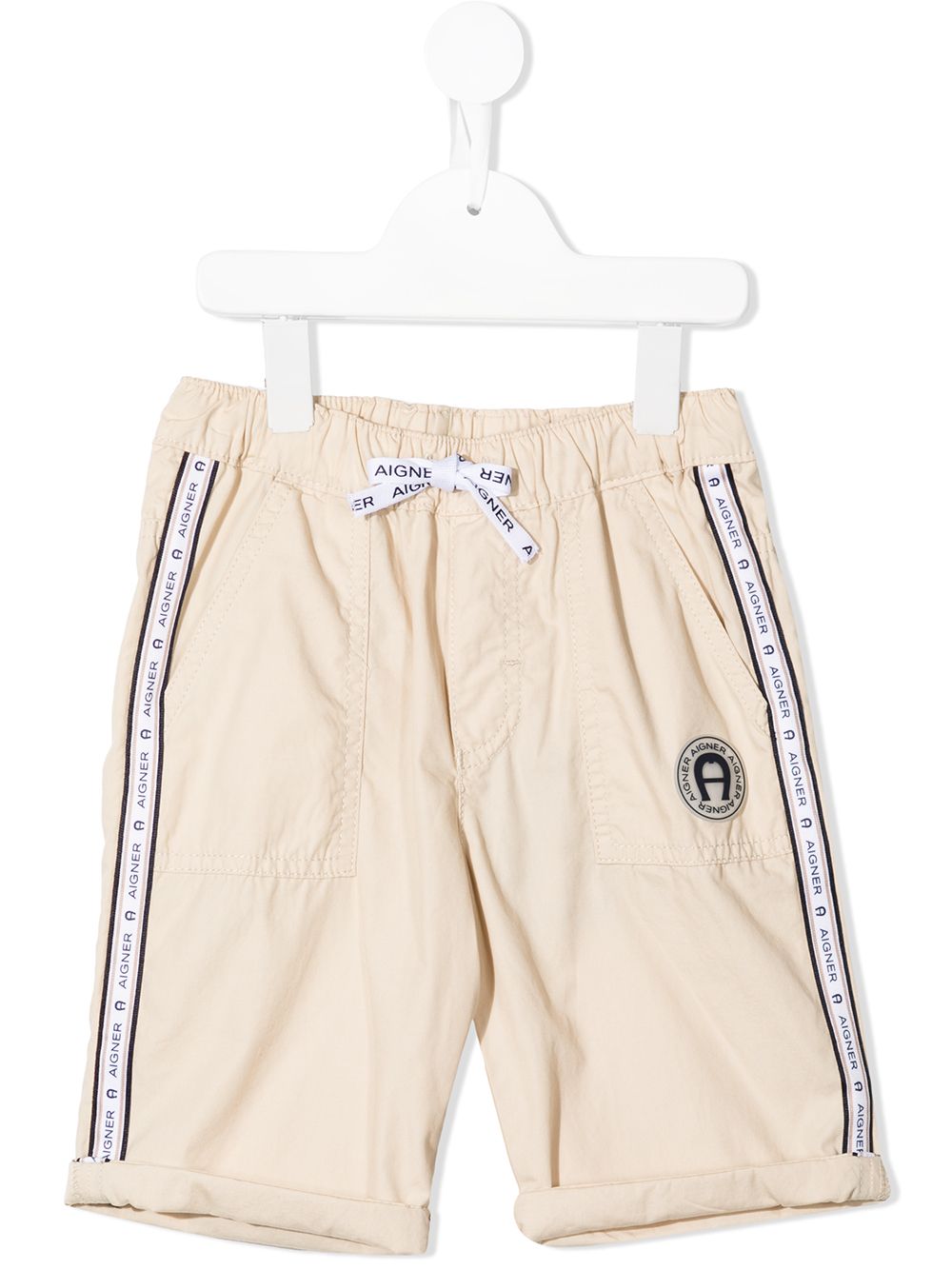 Aigner Kids logo饰带细节短裤 - 褐色