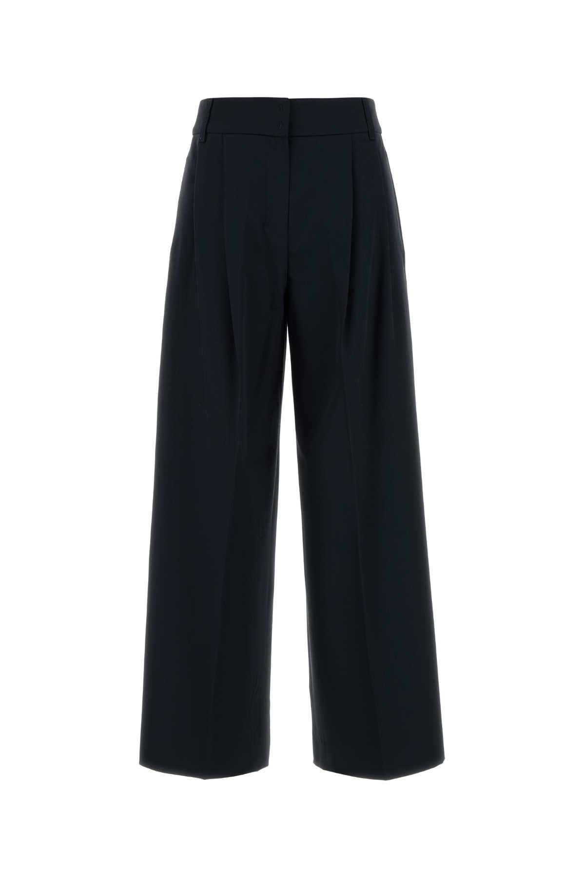 'S Max Mara 午夜蓝羊毛 Nichols 阔腿裤