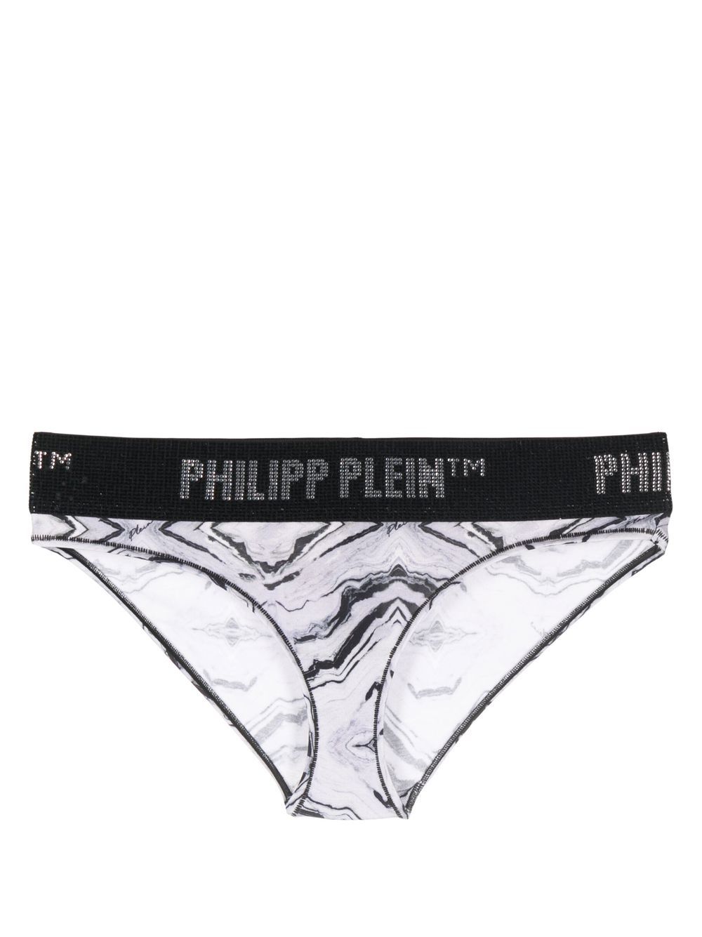 Philipp Plein 水钻logo裤腰三角内裤 - 白色