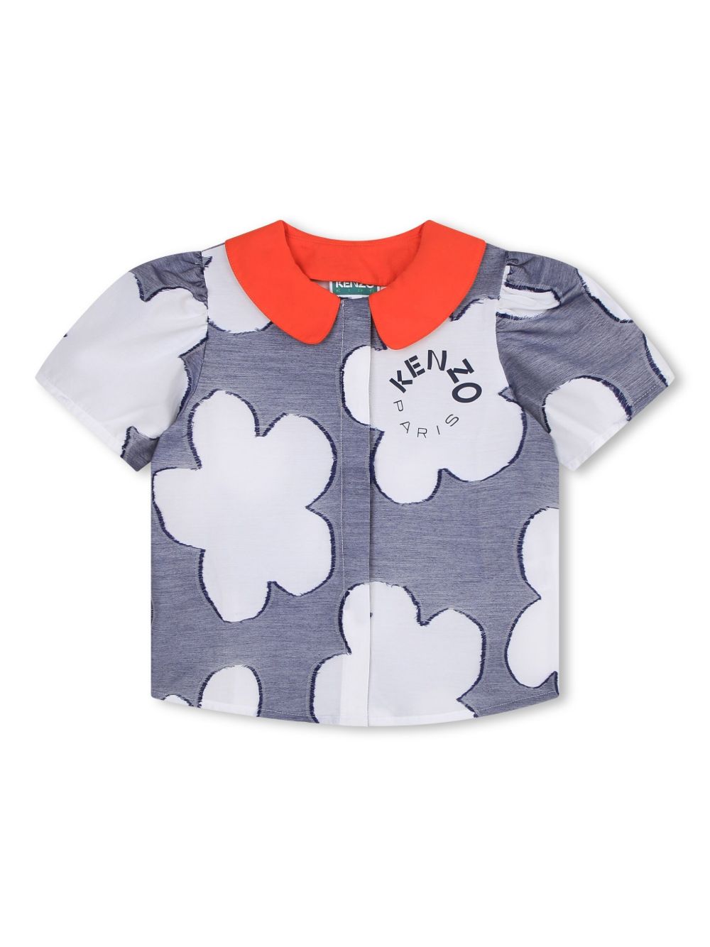 Kenzo Kids 花卉印花棉衬衫 - 蓝色