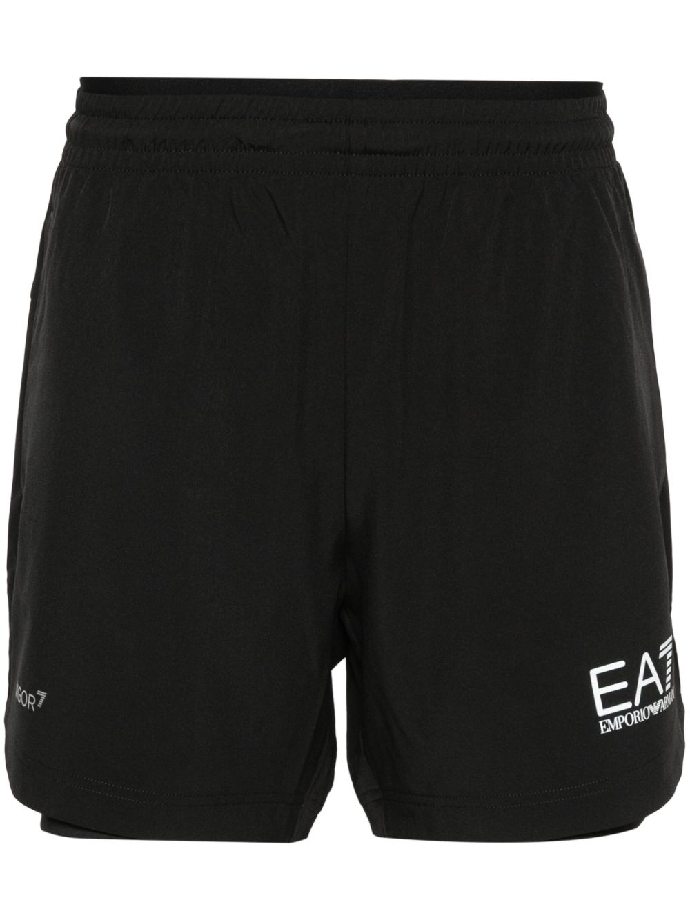 Ea7 Emporio Armani Dynamic Athlete 功能性平纹针织短裤 - 黑色