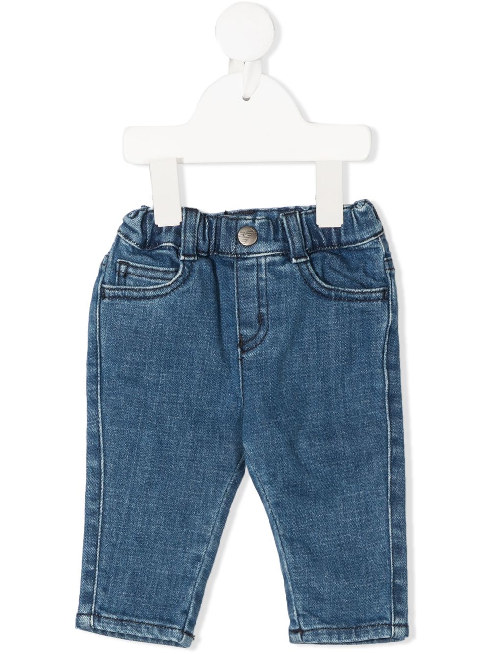 Emporio Armani Kids 中腰修身牛仔裤 - 蓝色
