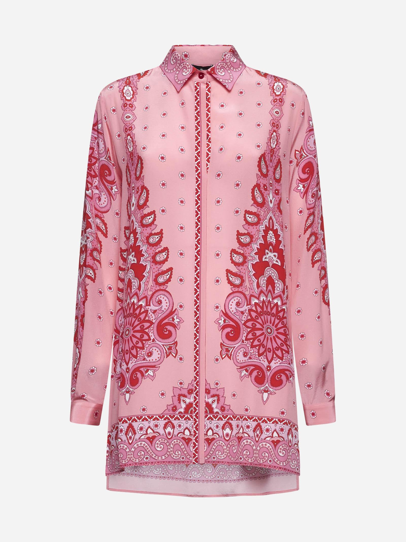 Etro Paisley Print Silk Long Shirt