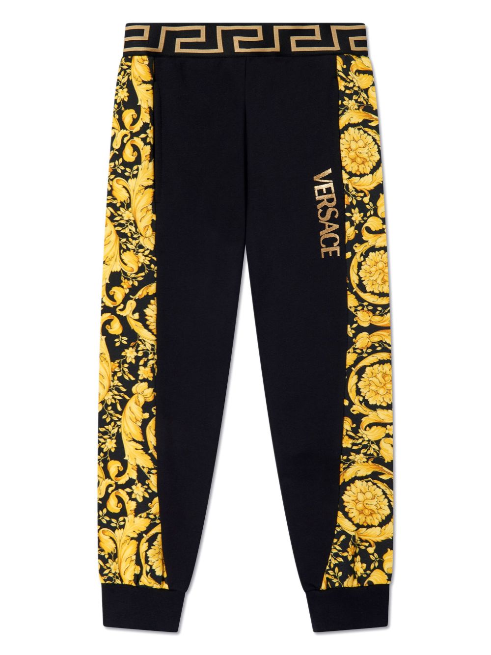Versace Kids Barocco 印花运动裤 - 黑色