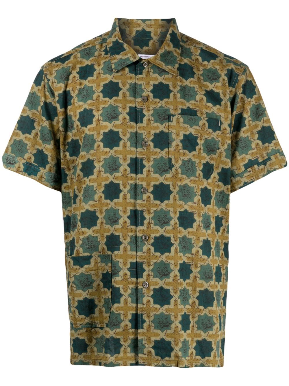 Engineered Garments Zalij 图案棉衬衫 - 蓝色