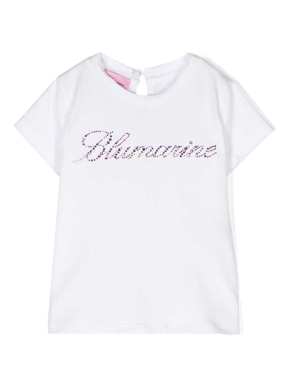 Miss Blumarine 水钻logo棉T恤 - 白色