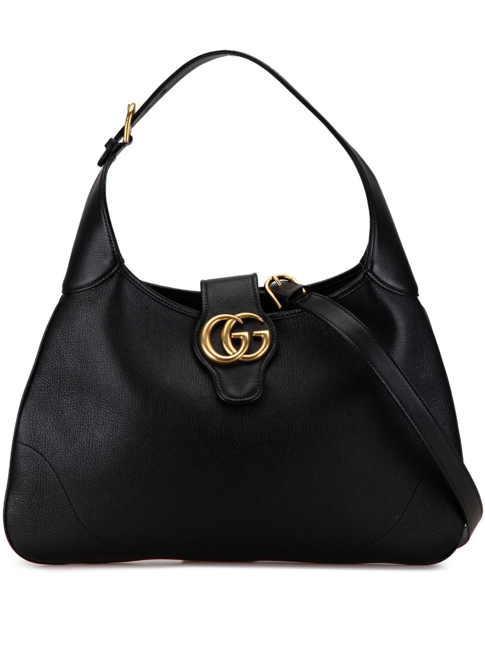 Gucci Pre-Owned Aphrodite 中号皮质斜挎包（2016-2023年典藏款） - 黑色