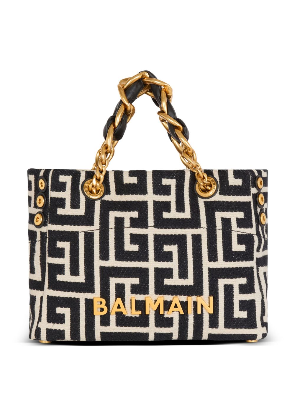 Balmain 1945 Soft 提花小号托特包 - 黑色
