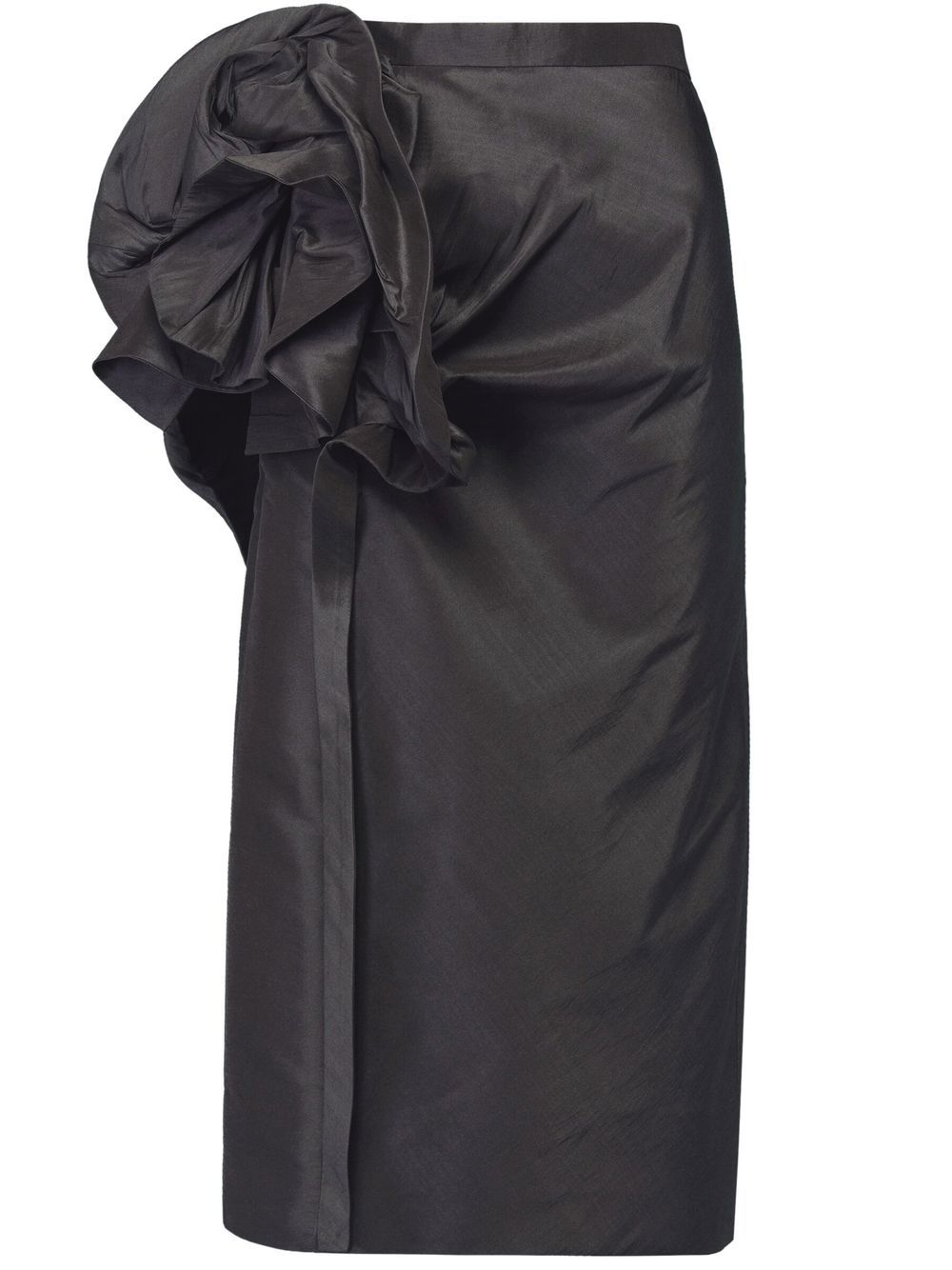 Maison Margiela 波纹效果荷叶边中长半身裙 - 黑色