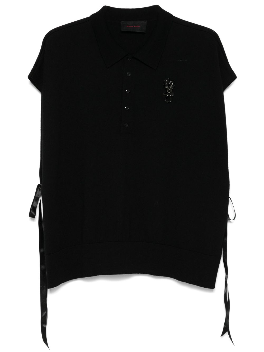 Simone Rocha 晶饰polo衫 - 黑色