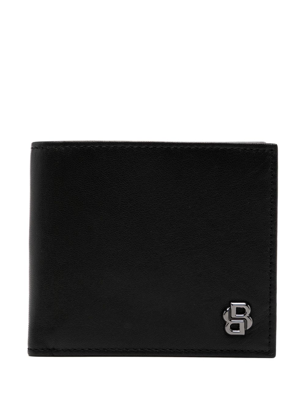 BOSS logo标牌皮质钱包 - 黑色