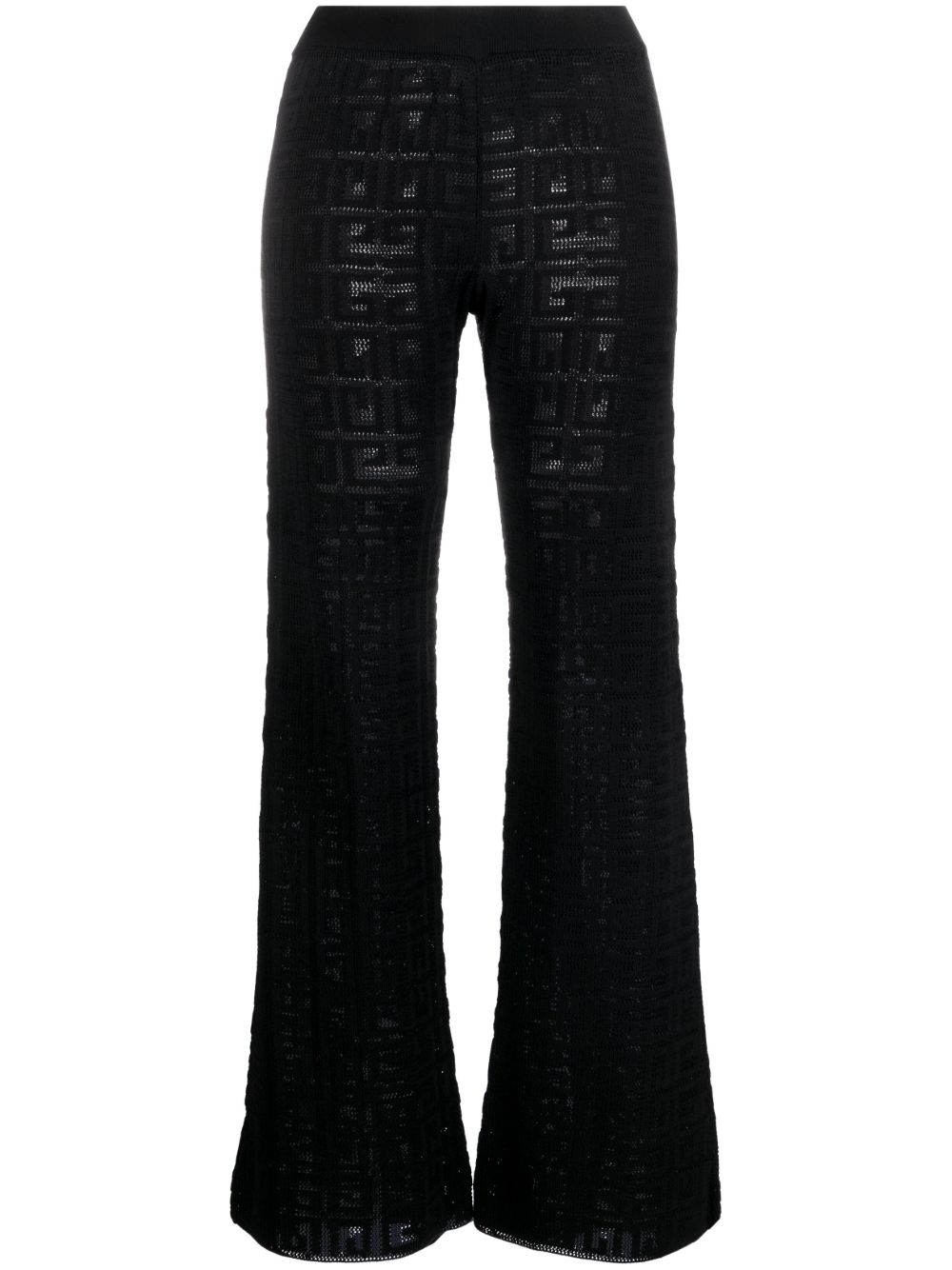 Givenchy logo嵌花针织喇叭裤 - 黑色