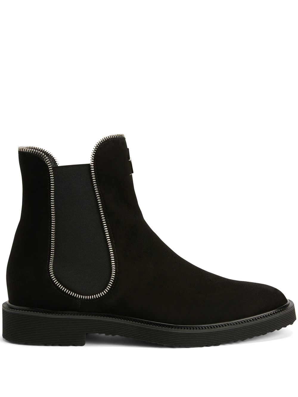 Giuseppe Zanotti 拉链衬里绒面皮短靴 - 黑色