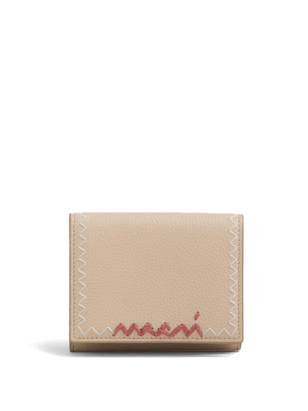 Marni logo刺绣皮质钱包 - 中性色